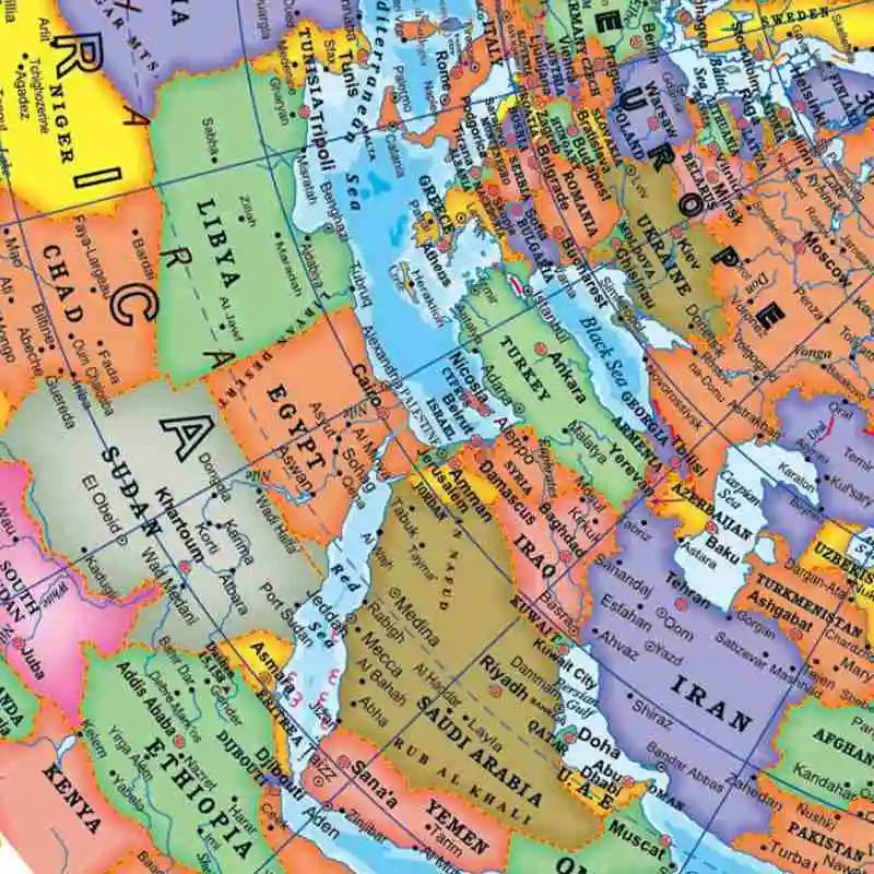 1 قطعة كرة أرضية تعليمية للتدريس، خريطة العالم الإنجليزي عالي الدقة مع 360 درجة °   الدوران، أداة تعلم الجغرافيا المكتبية القياسية