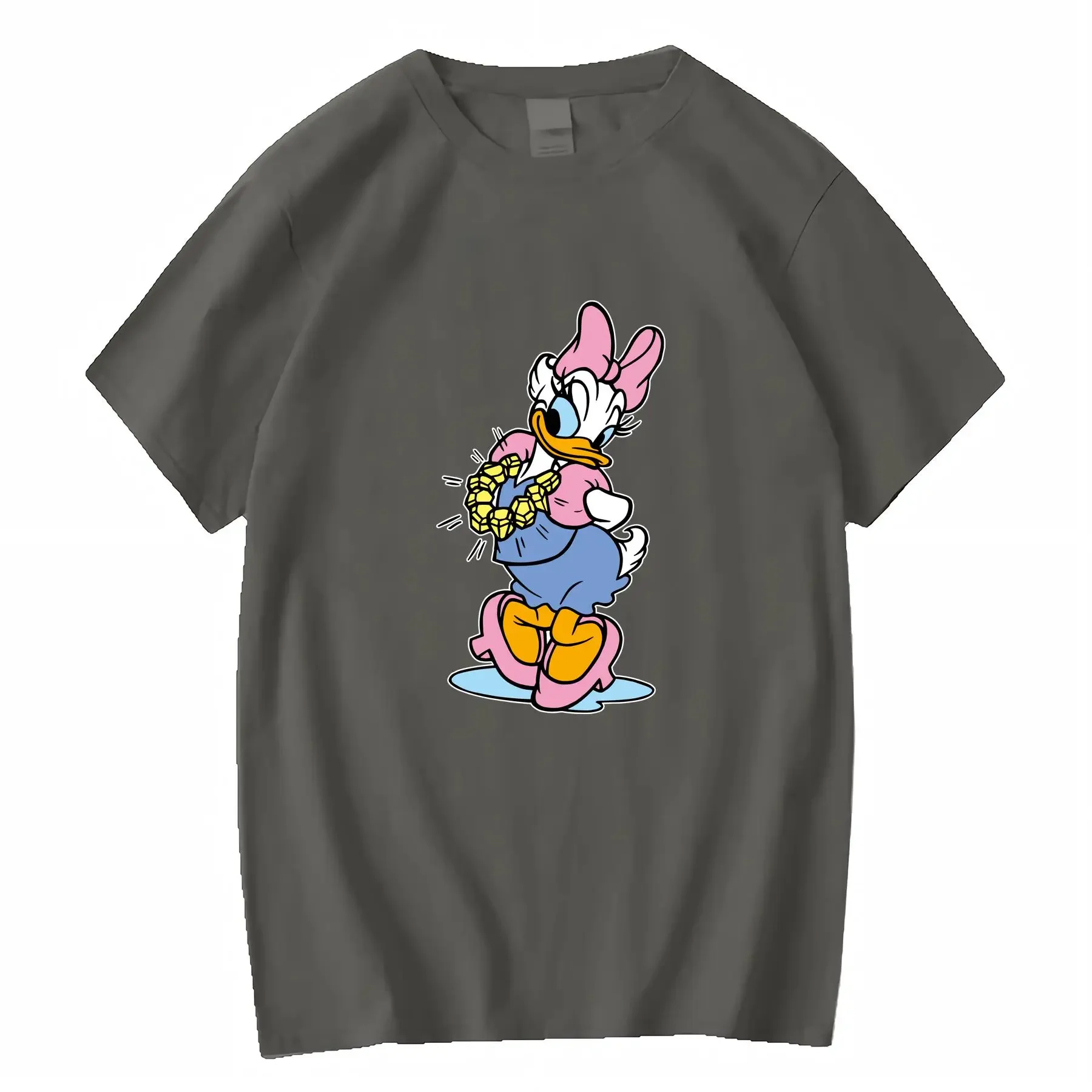 ديزني دونالد داك ديزي تي شيرت لطيف الكرتون طباعة لينة بسط النسيج جولة الرقبة الصيف عارضة خمر غسلها تنوعا #4