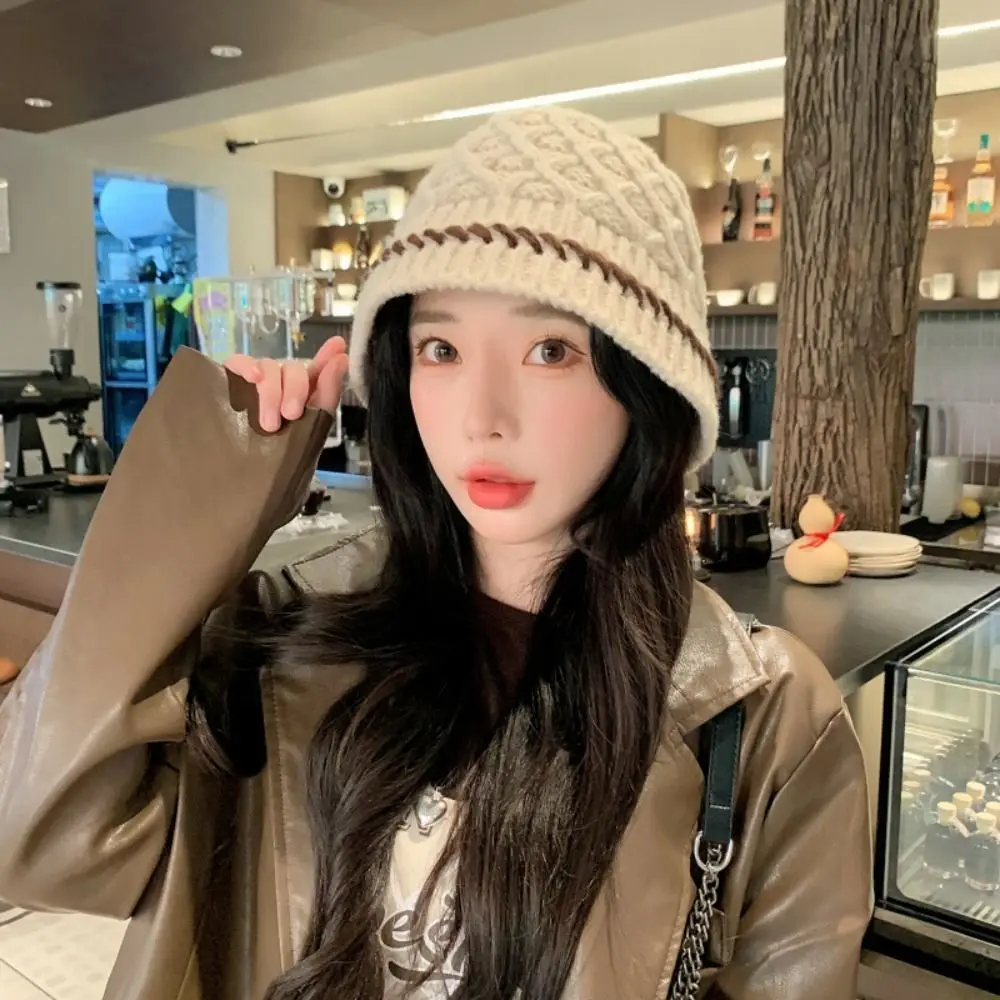 

Sweet Bohemian Style Knitted Beanies Hat Hollow Out Korean Crochet Pullover Hat Breathable Thin Winter Weave Cap Girls