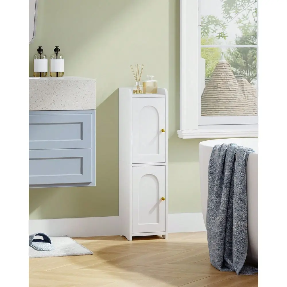 

Шкаф для хранения в ванной, угловой напольный шкаф с 2 дверцами и регулируемой полкой, узкие шкафчики для туалетной бумаги, органайзер для ванной комнаты