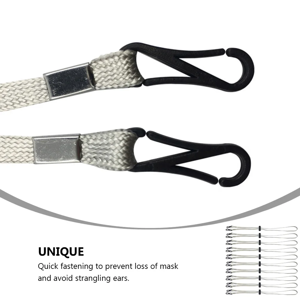 12 ชิ้นลมเชือกหน้ากาก Keeper ความปลอดภัยผู้ถือแว่นตา Leash ปรับหูโพลีเอสเตอร์ Anti-fall Face Lanyard Connector คลิป