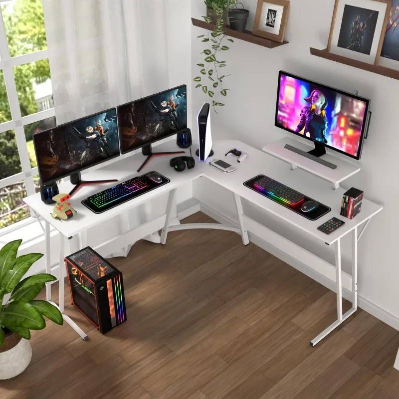 PayLessHere L Shaped Desk Corner Gaming Desk Computer Desk with Large Desktop Studying and Working and Gaming for Home and Work