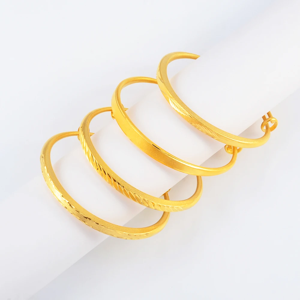 nniyo Push Pull Gold Plated Bangle Women Girls African Bright Bracelets Jewelry Dubai Middle East Arab Bridal Ornament  #269507