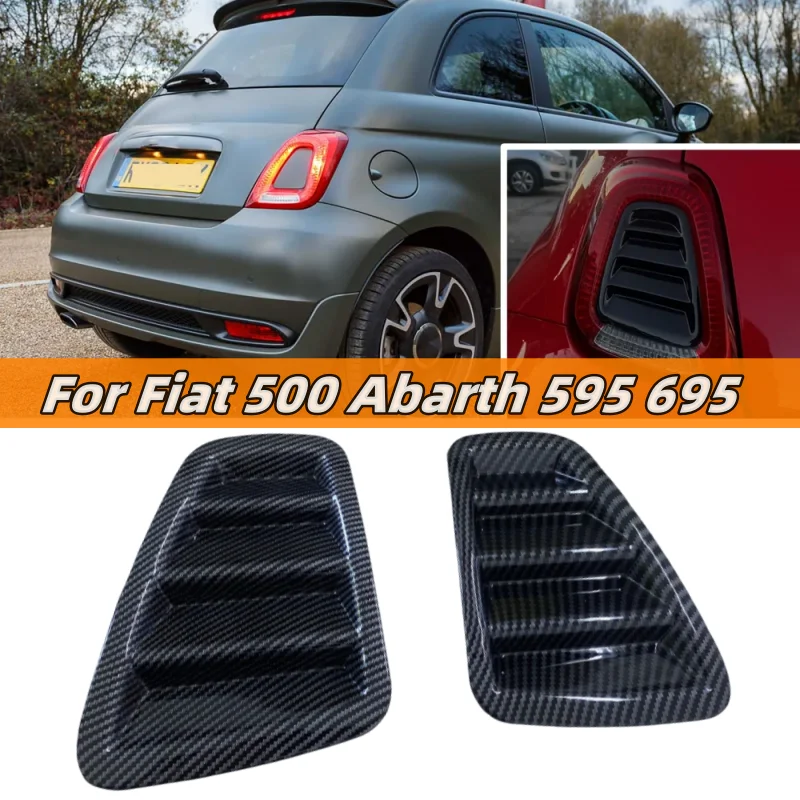 2Pcs For Fiat 500 Abarth 595 695 2016-2024 Rear Tail Light Cover Decorative Sticker Car Exterior Rear Louvres Light Inserts