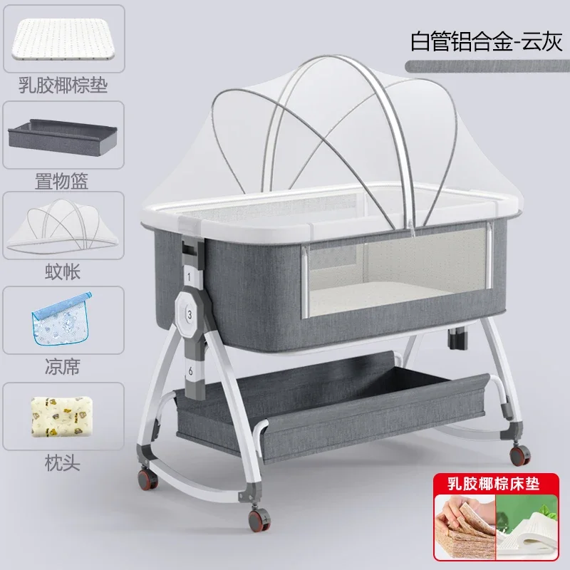 

Baby Crib Can Be Moved Multifunctional Portable Foldable Cradle Bed Newborn Splicing Bed BB Bed