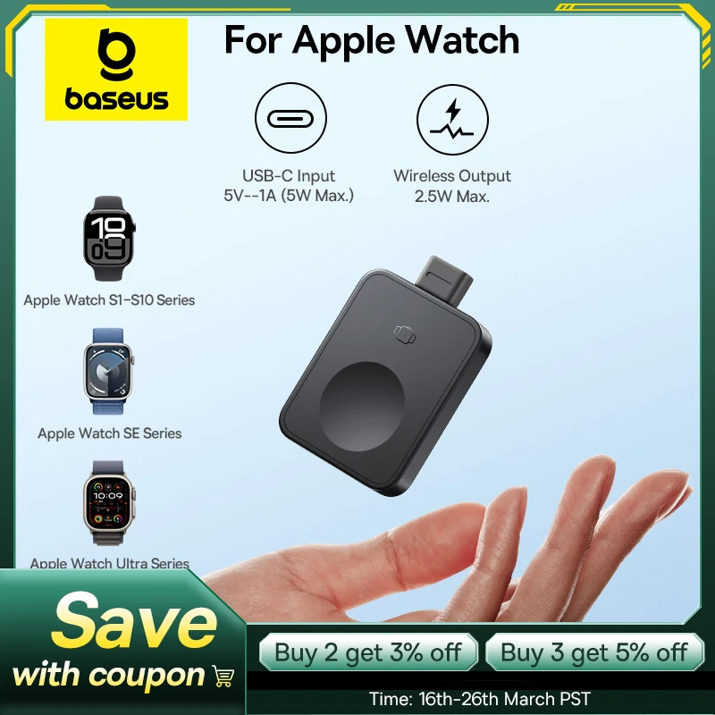 Baseus MagPro Magnetic Wireless Charger for E-Watch 2.5W For Apple Watch S1-S10 Series SE Series  Ultra Series