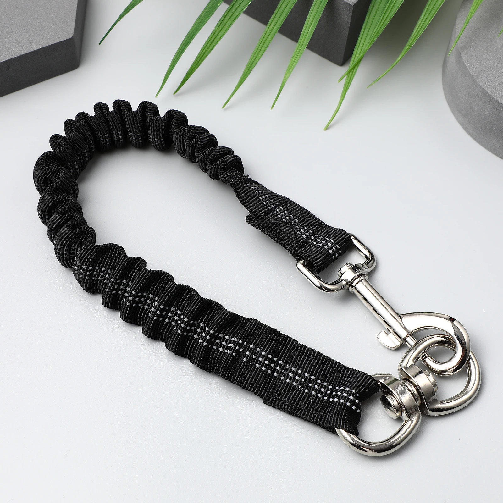 

Reflective Dog Extension Leash Black Nylon Heavy Duty Durable Elastic for Jogging Walking Running Small Medium Dogs