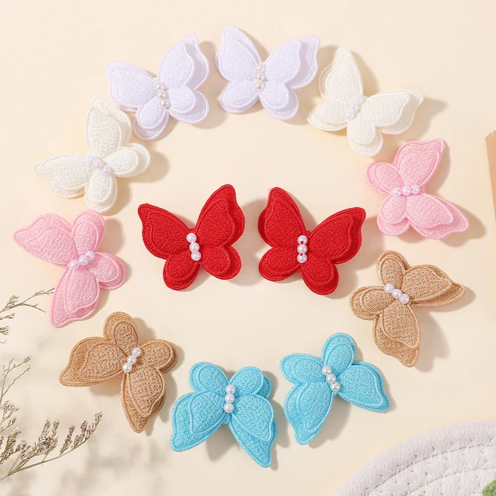 

12pcs/set 1.6'' Cute Solid Hairpins Bows Hair Clip for Girls Princess Handmade Pearl Barrettes Headwear Kids Hair Accessories