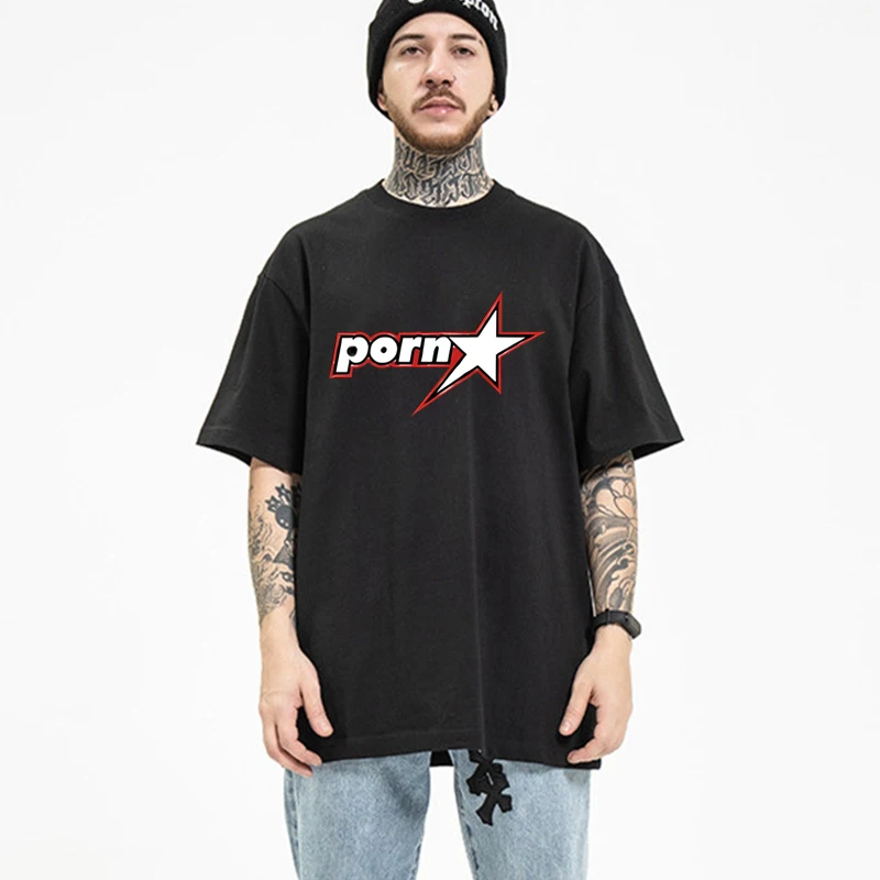 

100% Cotton t-shirt Men's Brand Tees Pornstar Cool T-shirt in Black Male Fashion Tshirt Oversized Tee Unisex
