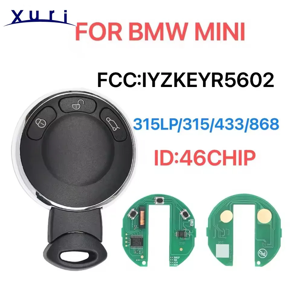 

Xuri Llave remota inteligente Leo para BMW MINI Cooper FCC:IYZKEYR5602 PN:456368-03 315LP/315/433/868MHZ ID: 46 CHIP.