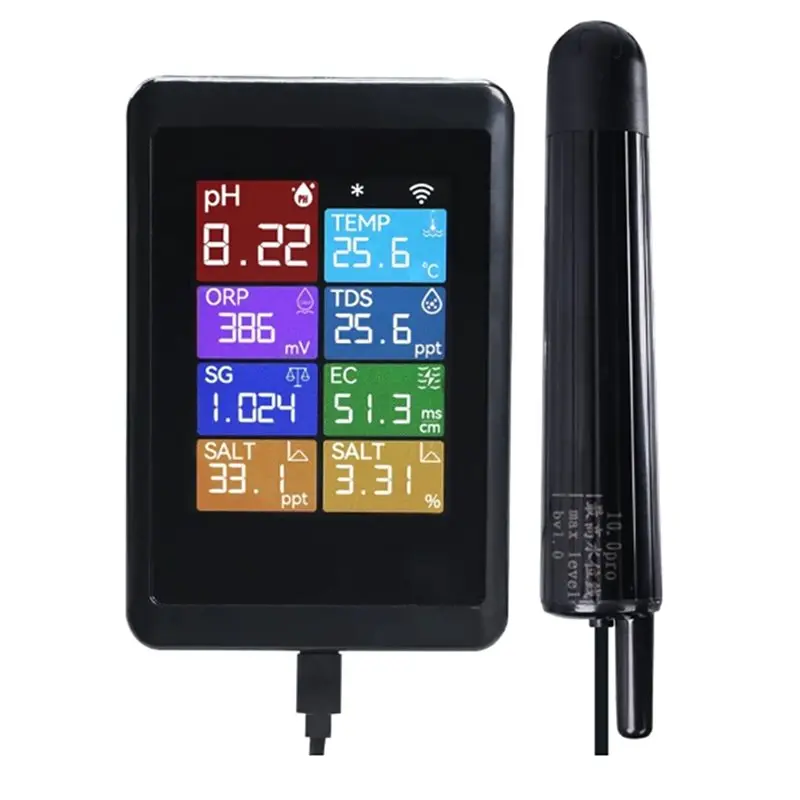 

New Tech Tuya Wifi 8 In One Smart Water Quality Monitor Real-Time TDS PH Temp Detector For Aquarium Pool Fish Tank App Remote