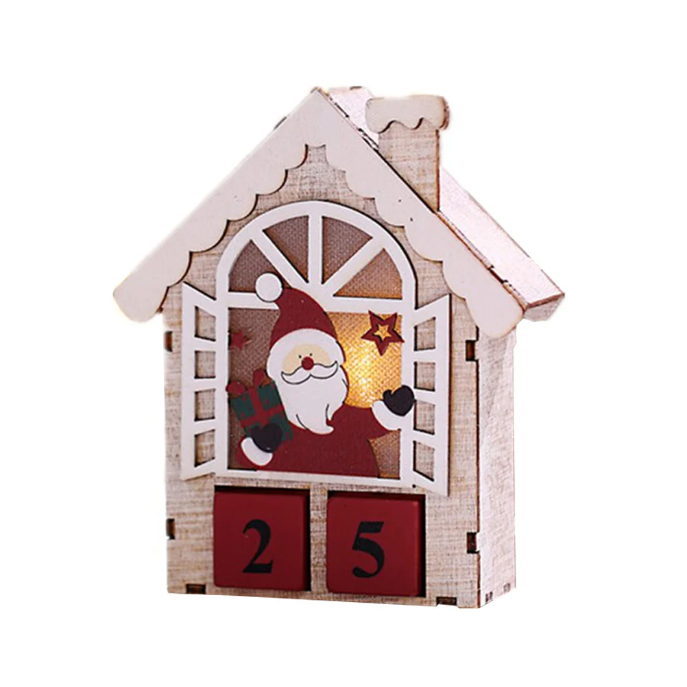 

Wooden Ornaments Block Calendar Christmas Decor Desk Luminous Decorations Perpetual