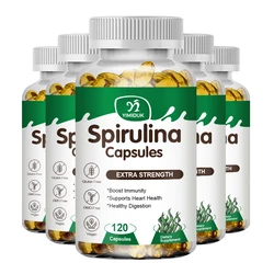 Spirulina Capsules Green Superfood Heart Support Detox Spiruline Magnesium Stearate Eye Vision Brain Heart Health