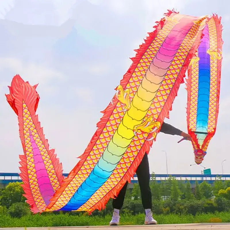 Rood Chinees Nieuwjaar Dragon Dance Ribbon Prop Met Touw Voor Volwassenen Vierkante Fitness Dragon Oefening Optreden 8/10/12M