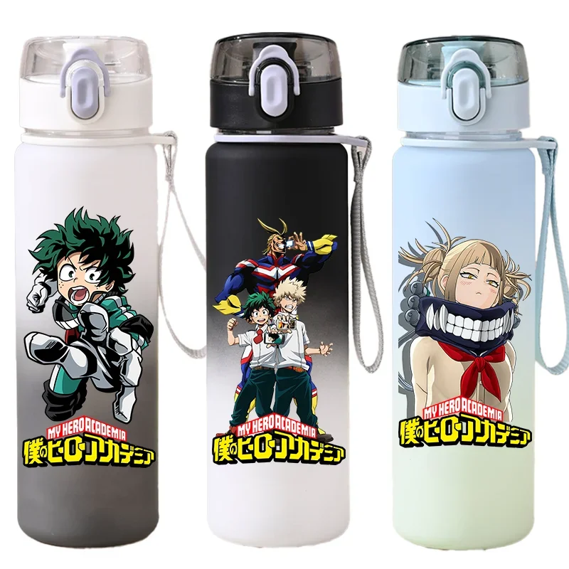 550ML Large Capacity My Hero Academia Water Cup Portable Plastic Aldult Outdoor Sport Gradient Color Children Water Bottle