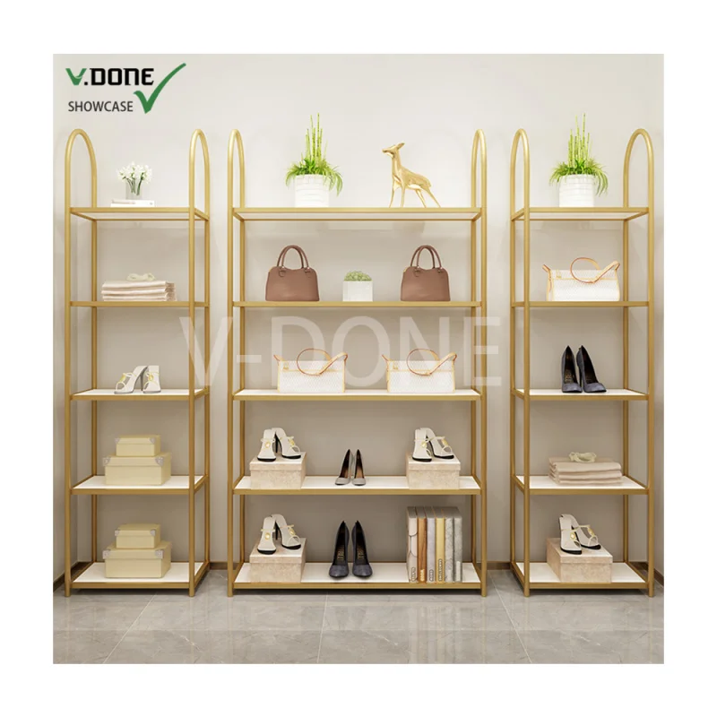 Customized-Clothes showcase shoes shop cloth stand display metal iron display racks