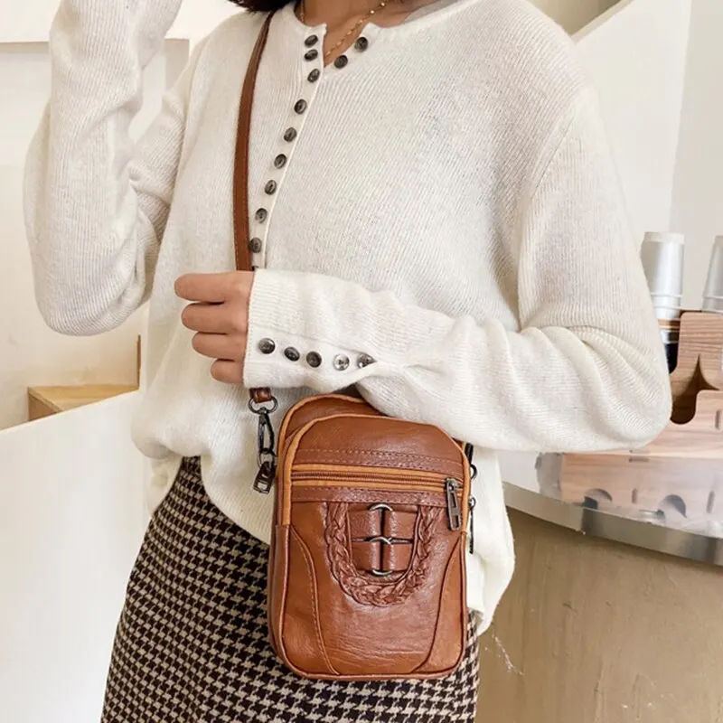 PU Leather Small Women Shoulder Bag Vintage Crossbody Bag Cash Purse Cell Phone Bag Fashion Soft Handbag Purse