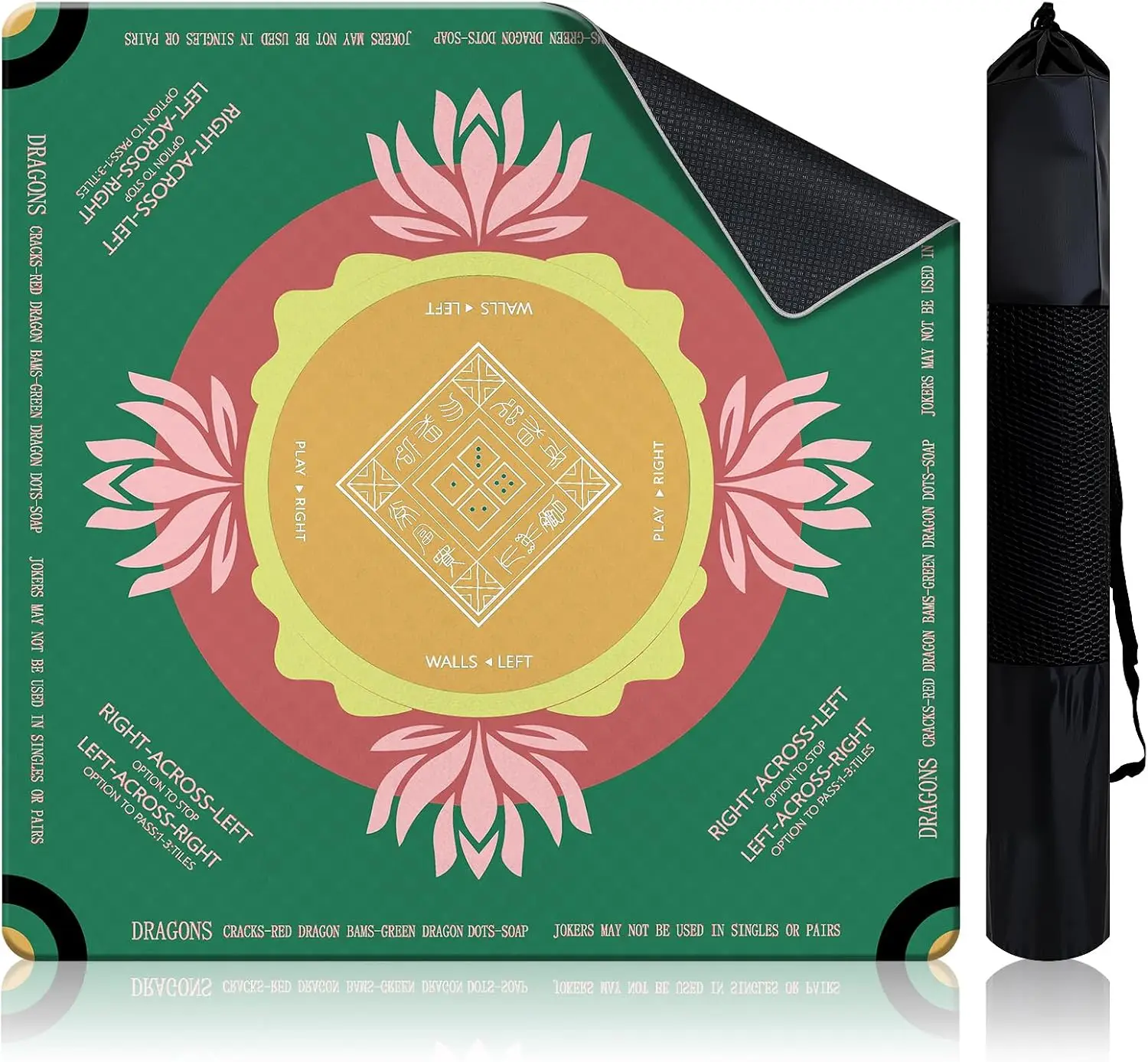 31.5 Inch Green Mahjong Mat Lightweight Structure Non-Slip Noise Reduction Table Mat Built With Carrying Bag for American Poker