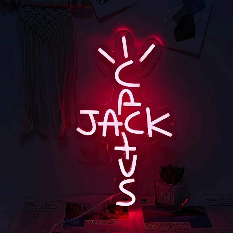 Cactus Jack Neon Light Sign Wall For Rap Talking West Coast Light Up Hanging Sign For Bedroom Home Bar Pub Party Decor