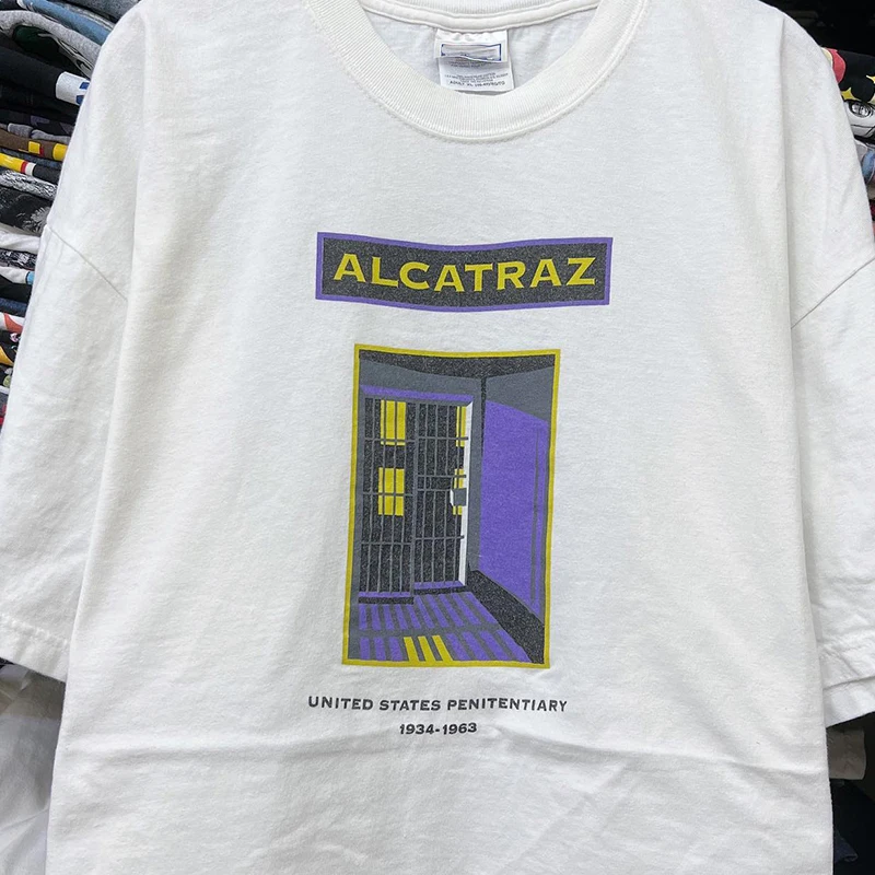 Alcatraz Devil Island Science Fiction Movie Short Sleeve T-Shirt Small Collar American Style Versatile Cotton Tee for Teens