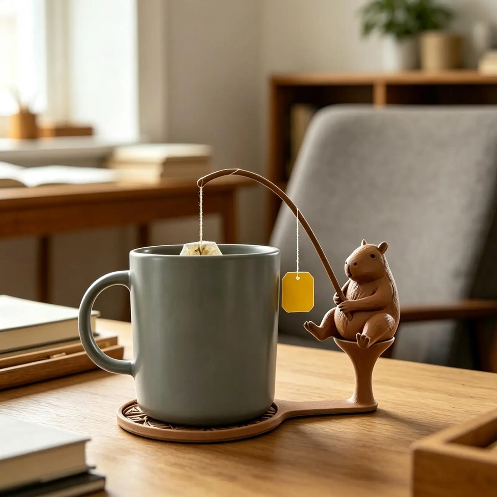 Cute Teabag String Holder 3D Printed Cute Universal Capybara Decor Cute Mug Rim Companion for Home Party Game Picnic Camping