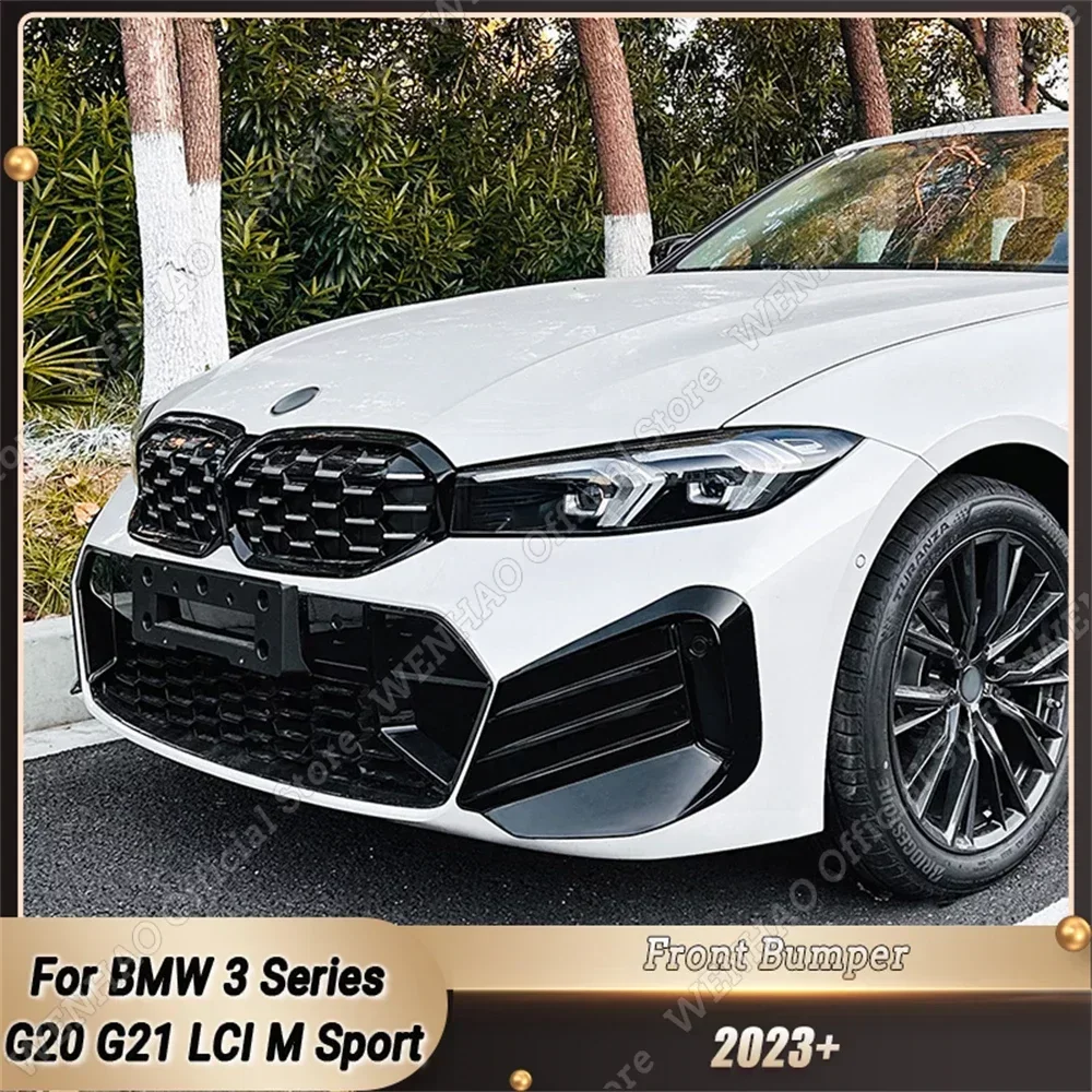 

Front Bumper Lip Splitter Fog Lamp Trim Body Kit Tuning For BMW 3 Series G20 G21 LCI M Sport 2023+ ABS Gloss Black/Carbon Look