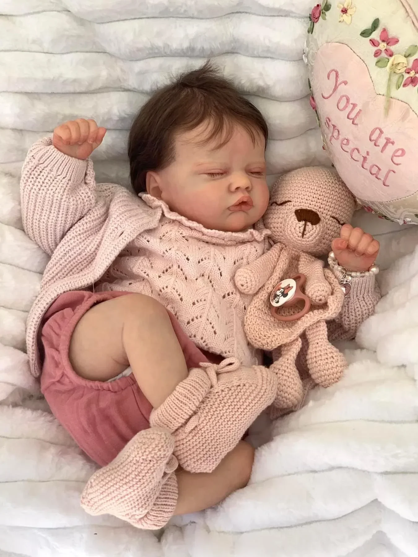 NPK 19 ''hecho a mano piel 3D pelo enraizado venas visibles Quinbee Reborn muñeca bebé recién nacido tamaño imagen Real