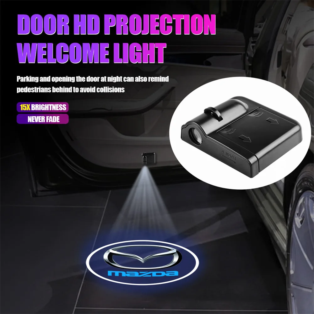 1pcs Car Badge Door Projector HD Wireless Welcome Light Accessories For Mazda 5 CX-3 GJ GL CX-8 MS RX-8 Bk 6 Gh CX-5 CX30 MX-5