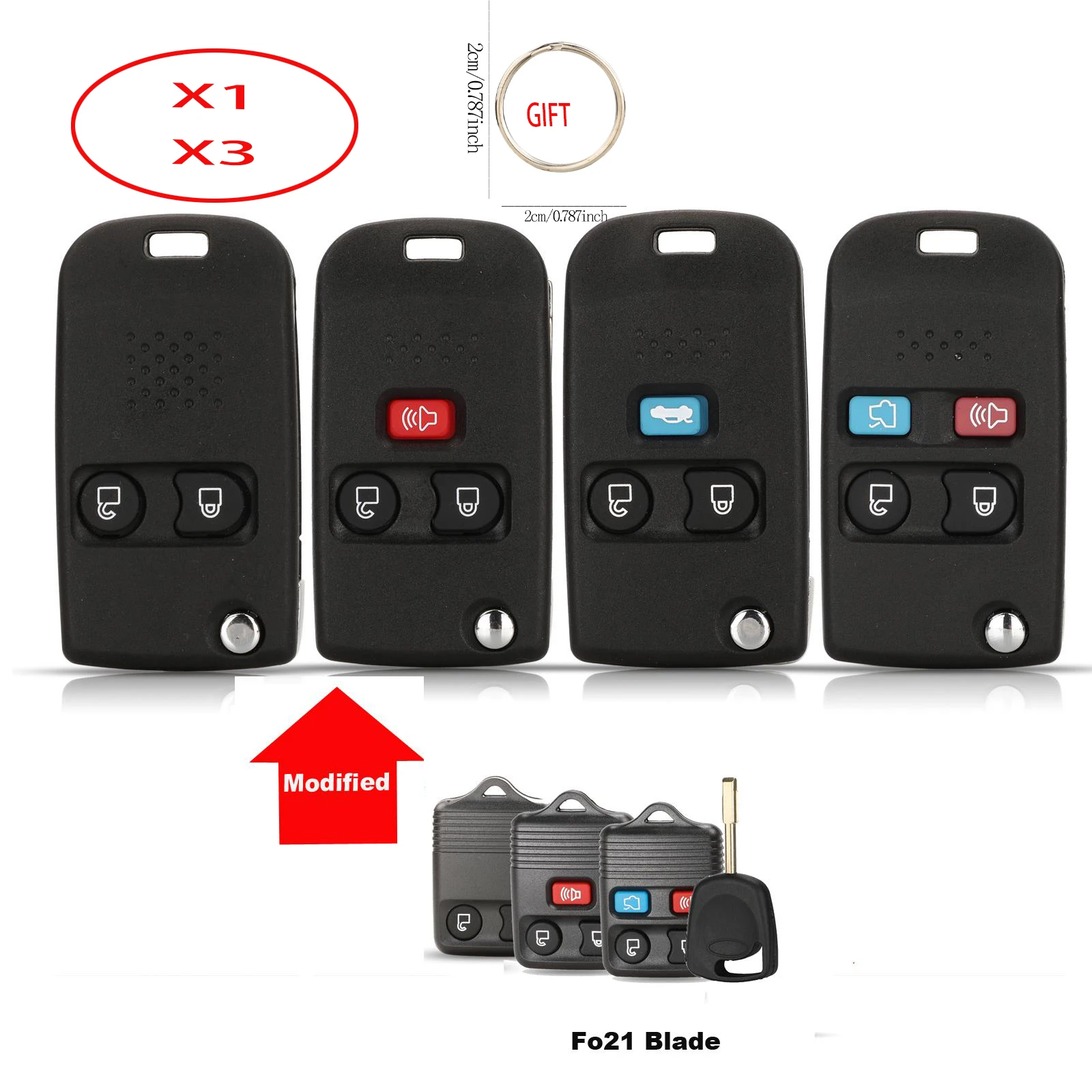 

Чехол-накладка jingyuqin X1 X3 для модифицированного выкидного ключа с дистанционным управлением для Ford Crown Victoria Escape Expedition Explorer Sport с лезвием FO21