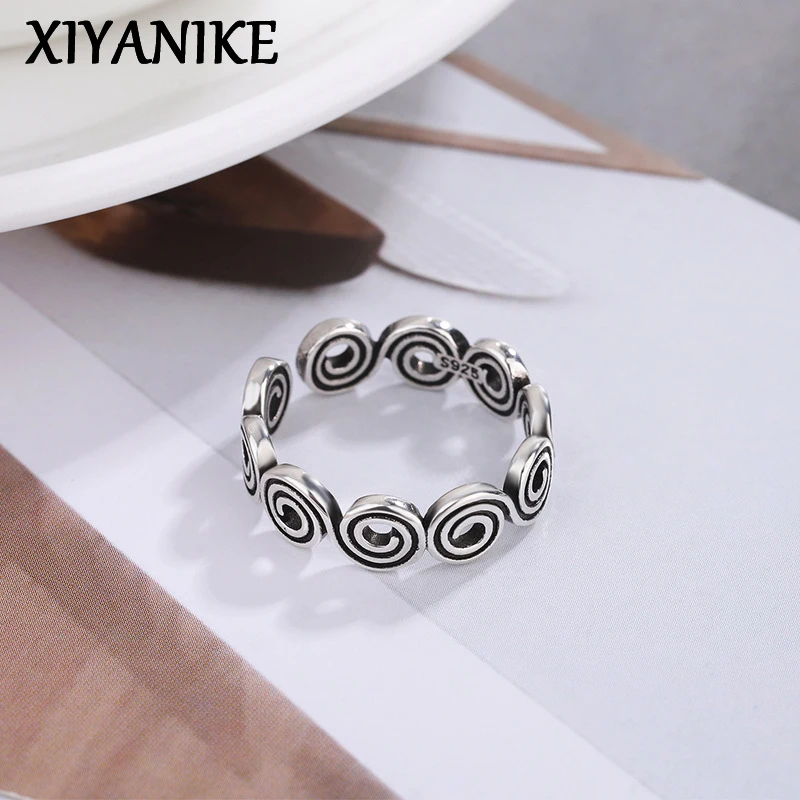 

XIYANIKE Vintage Hollow Circle Cuff Finger Rings For Women Girl Korean Fashion New Jewelry Bosom Friend Gift Party anillos mujer