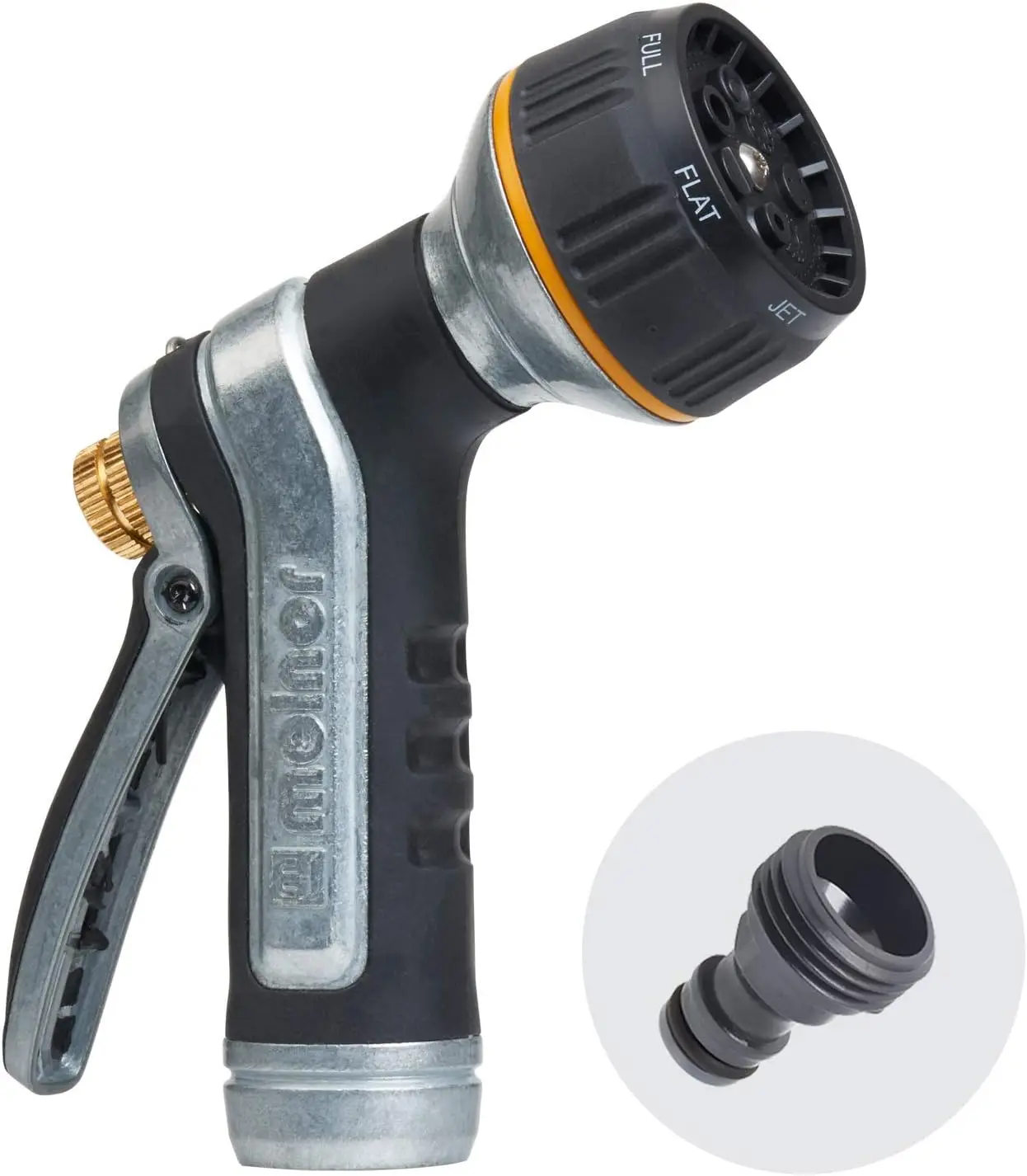 

Metal Nozzle with QuickConnect Adapter, 7 Spray Patterns for Heavy Duty Watering