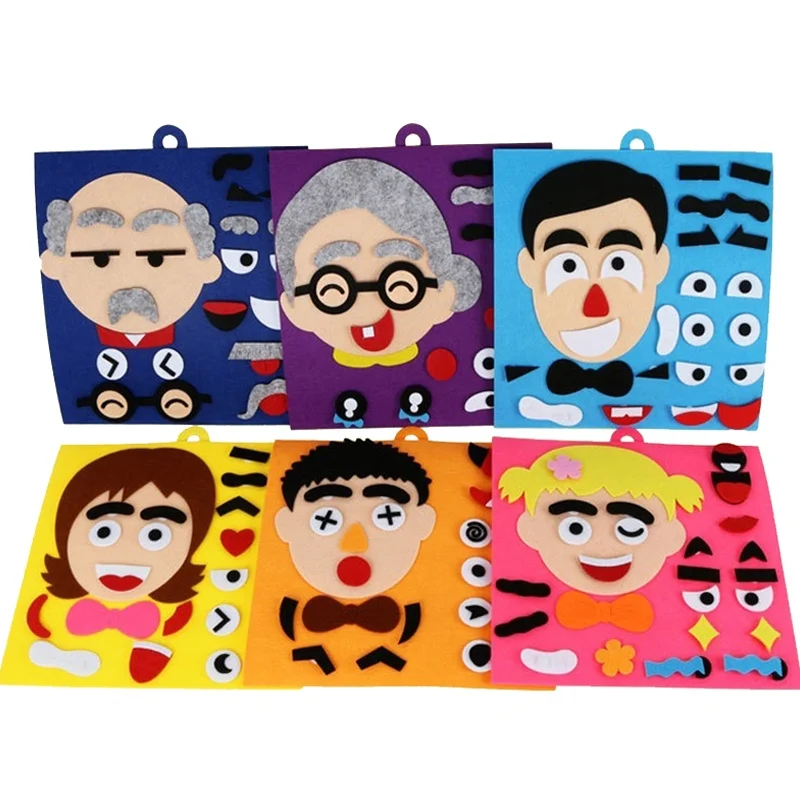 1/4 pièces bricolage émotion changement Puzzle jouets créatif Expression faciale enfants apprentissage jouets éducatifs pour enfants ensemble drôle cadeau amusant