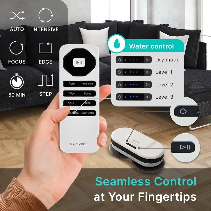 หุ่นยนต์ถูพื้น Edge2 ใหม่ EVERYBOT - อัปเกรดในปี 2024 |   การทําความสะอาด MOP แบบหมุนครั้งแรกของโลก |   โซลูชันที่ไม่มีล้อ