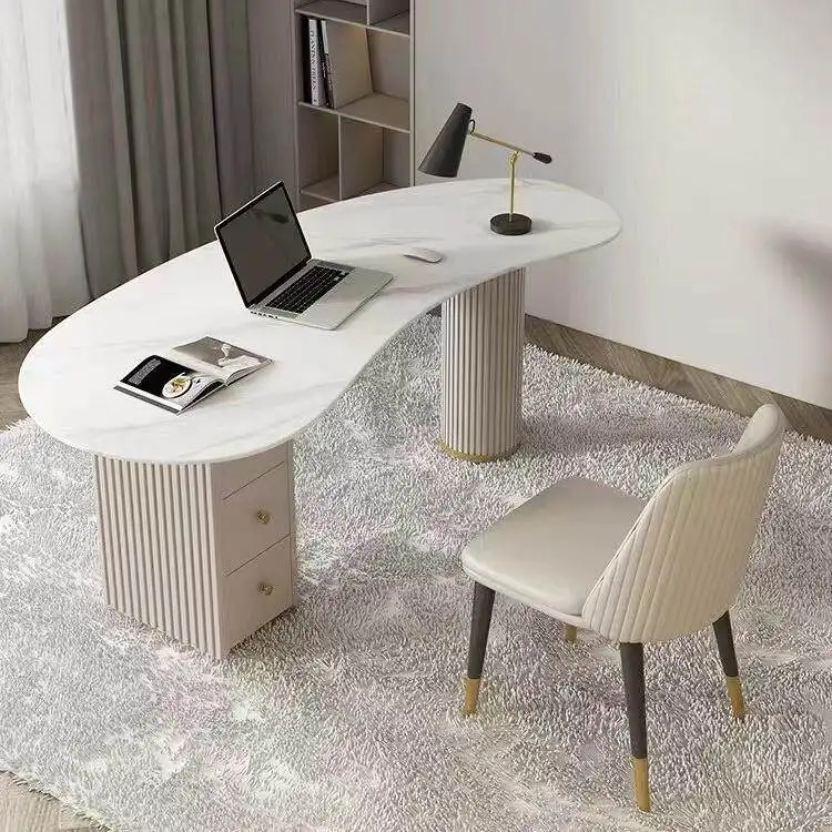 *Modern Luxury Light luxury rock slab irregular office computer desk designer desk, beauty salon medical consultation receptio