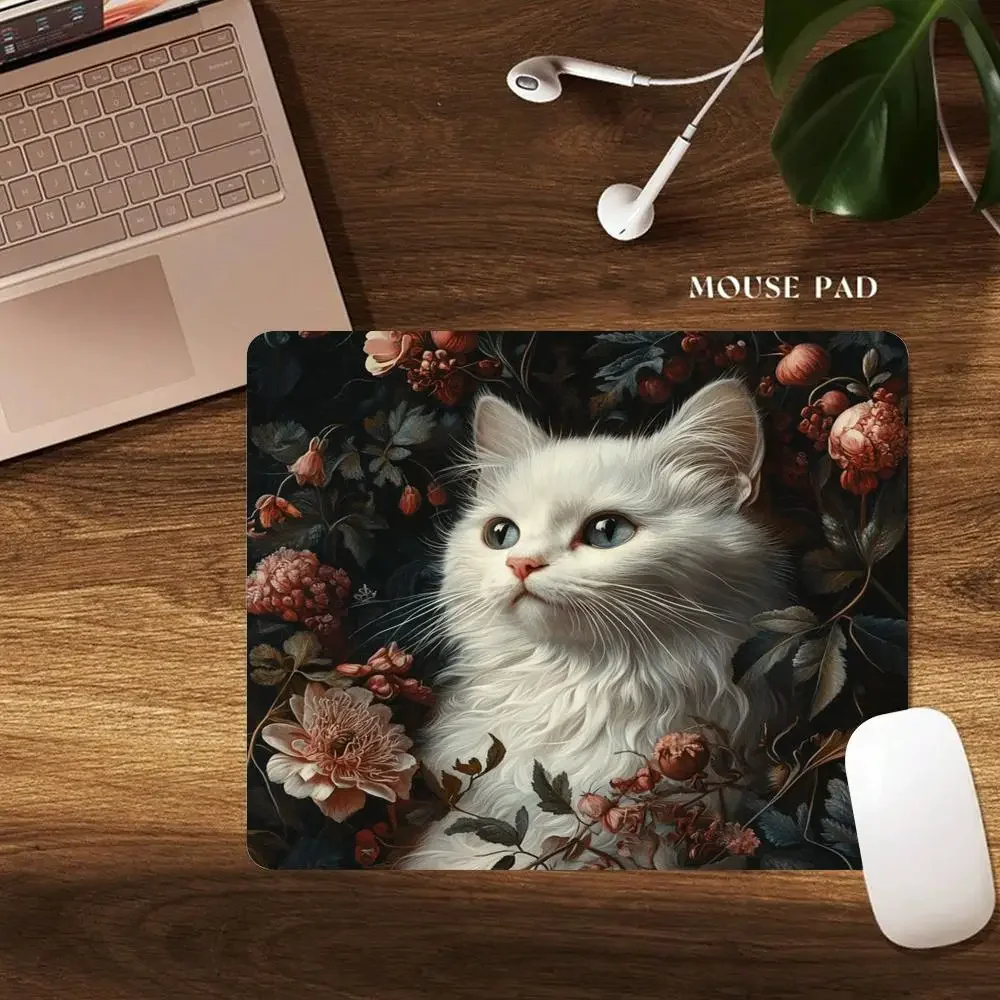 Kawaii cat Small Mouse Pad   Square Computer Office Game Table Mats Rubber Anti-slip Mousepads Small Decor Desk Pads playmat