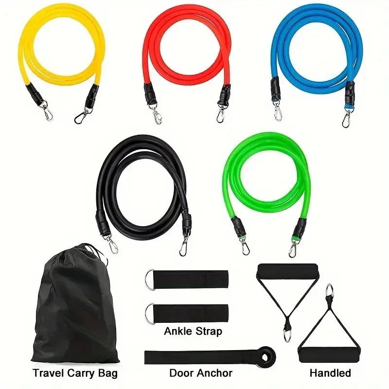 11Pcs/Set Pull Rope TPE Resistance Bands Przenośny sprzęt fitness Elastyczna opaska do ćwiczeń Pasek na kostkę Ekspander klatki piersiowej Ćwiczenia