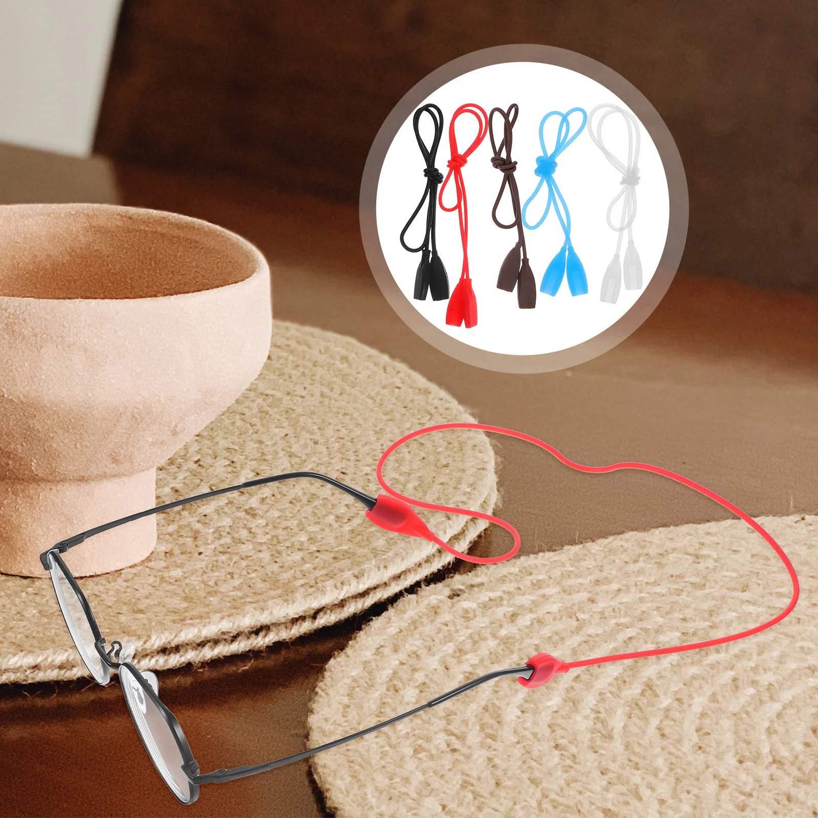 

5pcs Adjustable Glasses Holders Anti-Skid Silicone Lanyard For Sports Outdoor Daily Use Portable Eyeglass Retainer Safety Gear