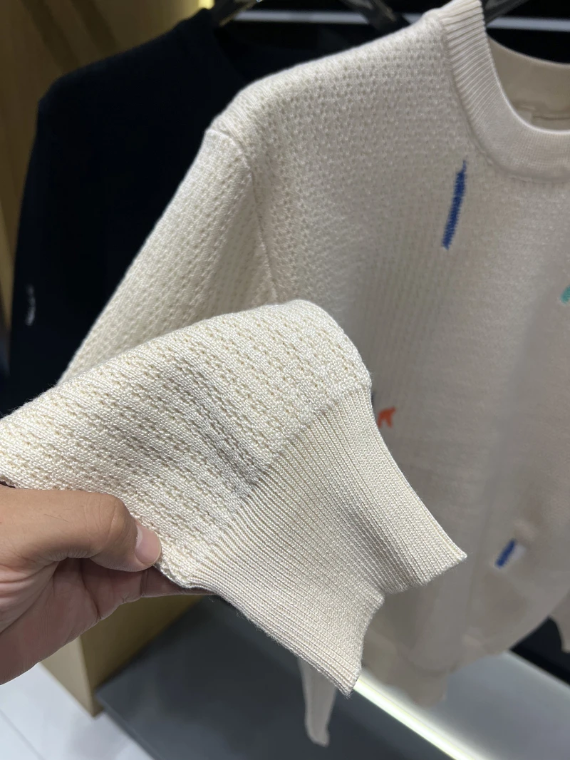 

Новый Мягкий Уютный Теплый Свитер с Вышивкой в Красных Цветах, Свободный Повседневный Пуловер с Круглым Вырезом для Мужчин, Осенний Тренд, Вязаный Свитер