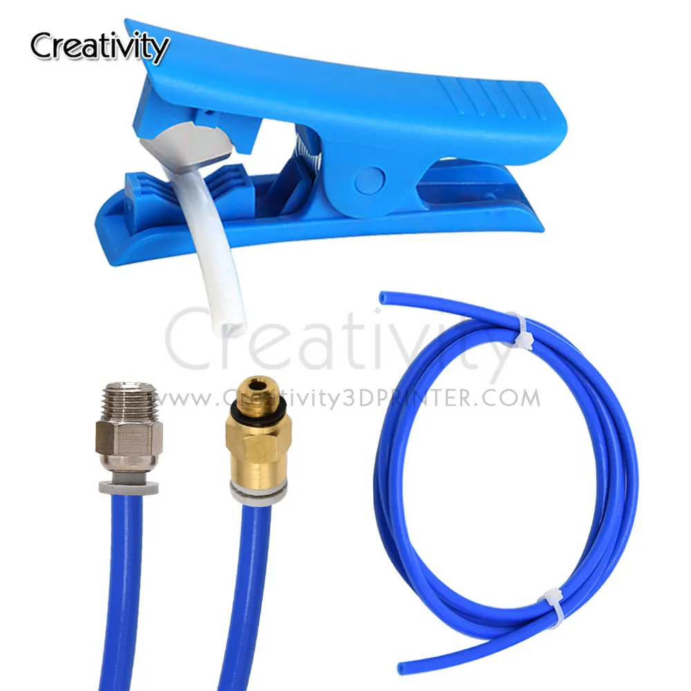 3D printer parts PTFE Bowden tube blue 1M and tube cutter for 1.75 mm filament, with pneumatic KJH04-M6 and PC4-M10  mold spring