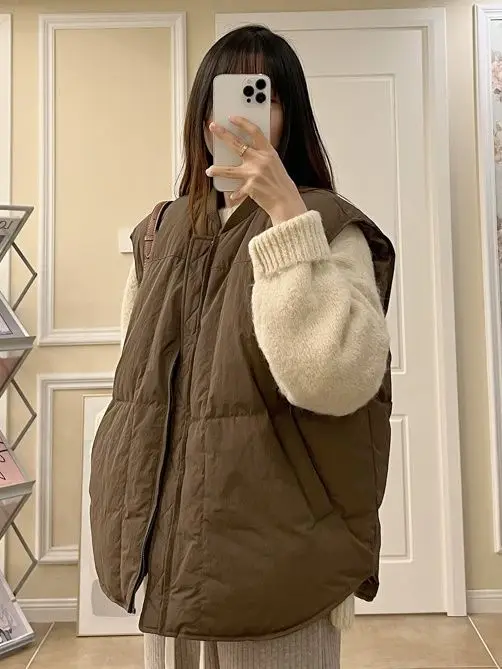 Gilet en duvet de coton pour femme, ample, surdimensionné, nouvelle collection automne/hiver 2025