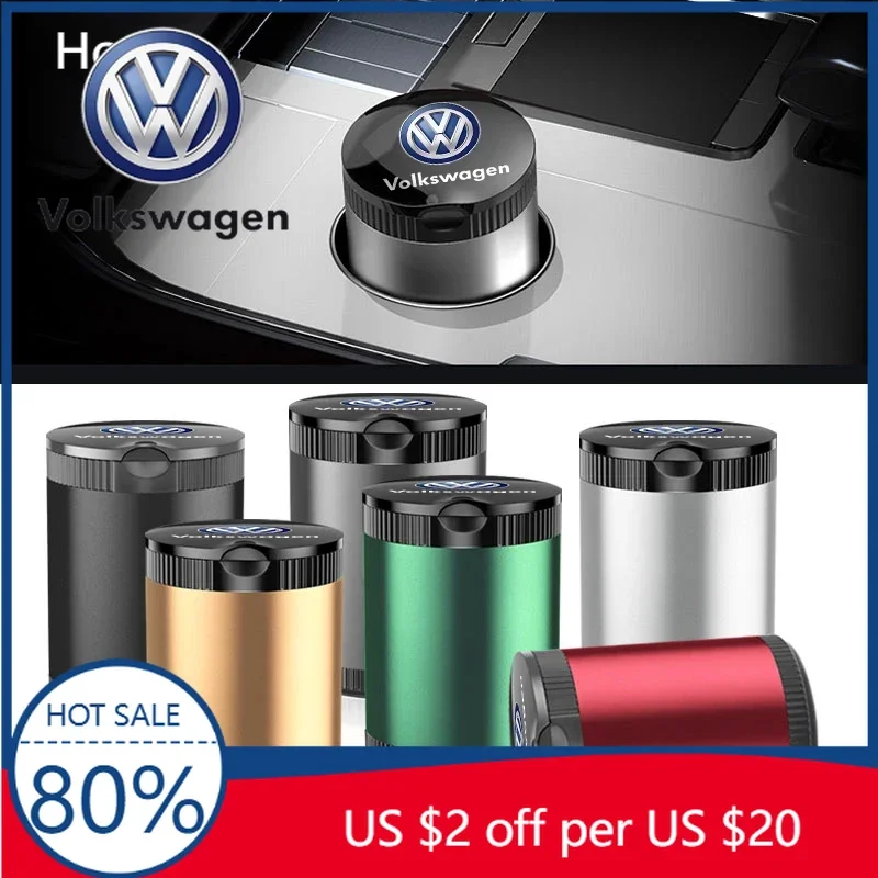 

Пепельница для автомобиля Volkswagen VW с крышкой и светодиодной подсветкой, портативная, с металлической внутренней вставкой, для VW Volkswagen Jetta MK5 Passat 3B7 601 1