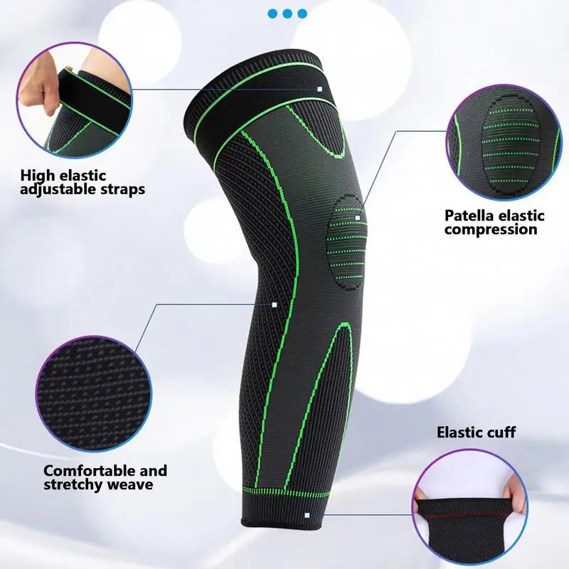 1Pc Long Compression Leg Sleeves Bandage Protect Sports Lengthen Knee Pads Braces Support Elastic Knee Protector Joint Pain