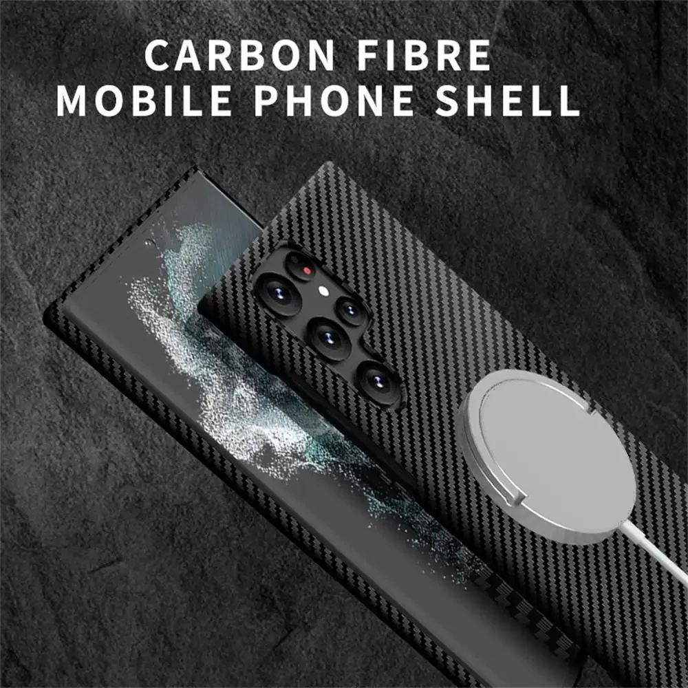 Ultra Slim Carbon Fiber Magnetic Case for Magsafe Samsung Galaxy S26 S25 S24 Ultra S23 S21 Plus S25+ S24+ Mac Safe Matte Cover