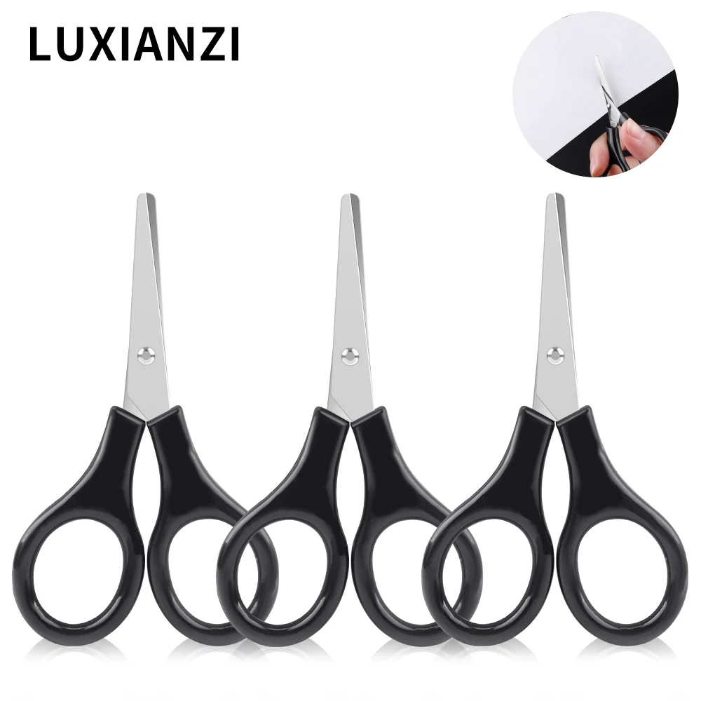 LUXIANZI 3pcs Mini Portable Hand Scissors Craft Sewing Cutting Shears School Journal Sticker DIY Stainless Steel Art Scissors