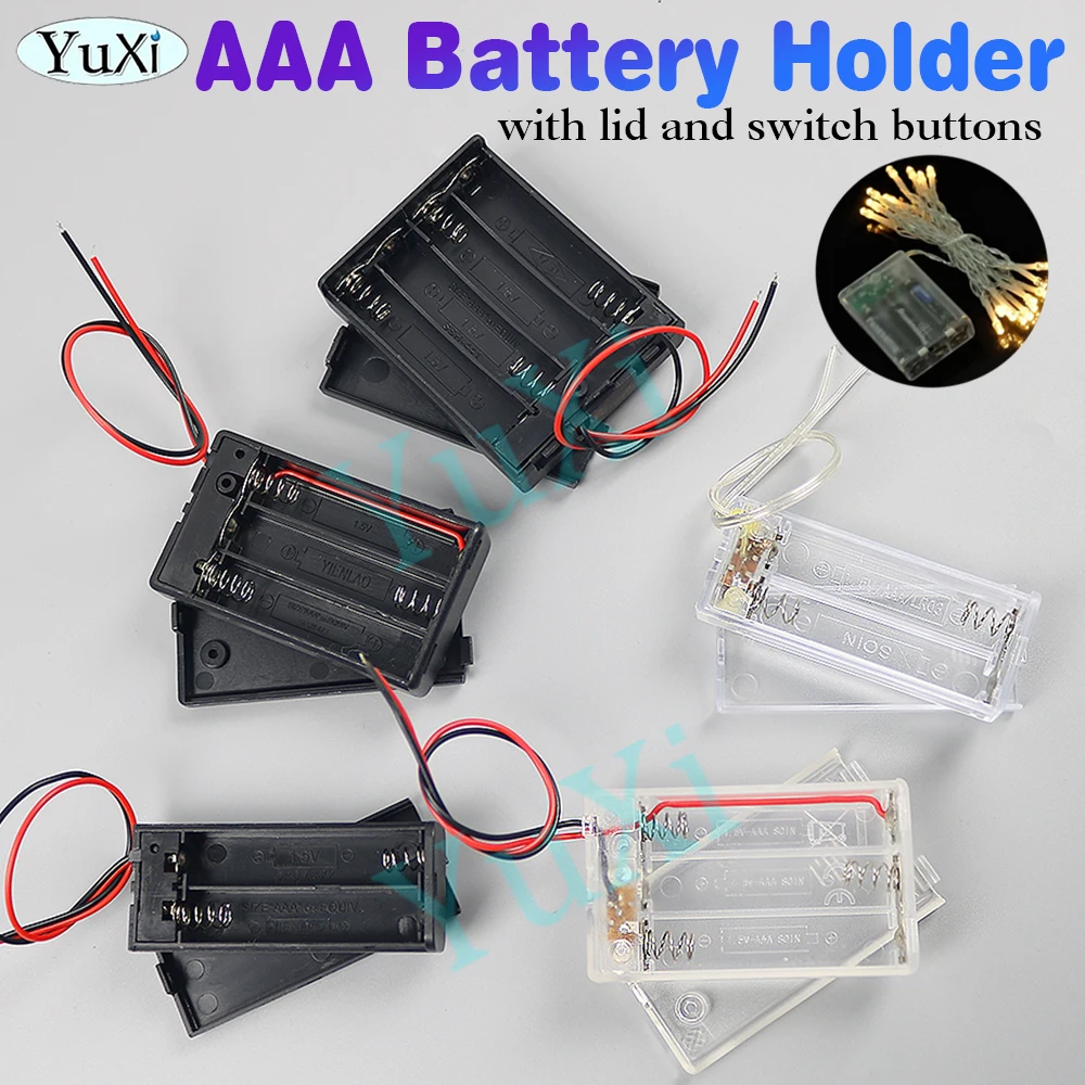 

1Pc AAA Battery Holder Case Box with Leads with ON OFF Switch Cover 2 3 4 Slot Standard Battery Container Case 1.5V Battery Box