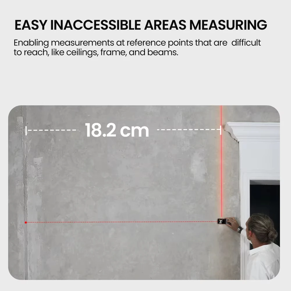 Mileseey Laser Distance Meter D9 100M Large Font Bluetooth  Laser Reference Line Visual Aligning, Rechargeable