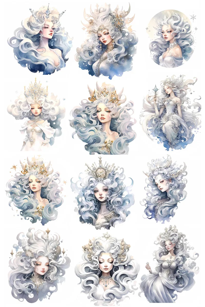 12Pcs/Pack Ice Women Sticker DIY Craft Scrapbooking Album Junk Journal Decorative Stickers