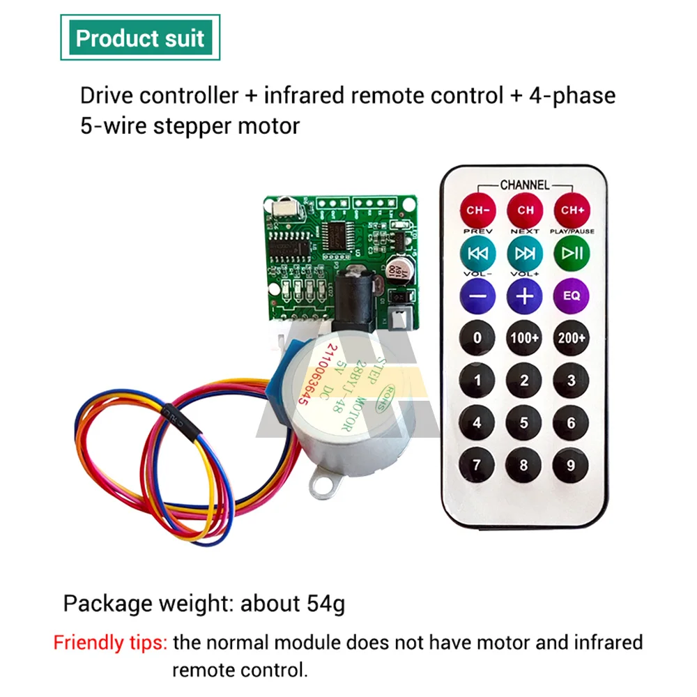 ULN2003 Infrared Remote Control Driver Board 28BYJ48 5 Wires 4 Phases Stepper Motor Drive Controller Kit Remote Control