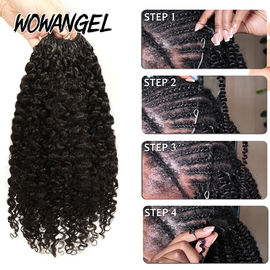 12A Burmese Curly Crochet Human Hair Knotless Pre-Separated Crochet Hair Extensions With String Curly Pre-Looped Feather Hair