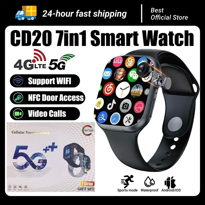 ساعة ذكية CD20: شاشة AMOLED مقاس 2.29 بوصة، وبطاقة SIM ومكالمات WiFi بشكل مستقل، نظام تحديد المواقع المدمج للملاحة، 180 ° كاميرا قابلة للدوران #1